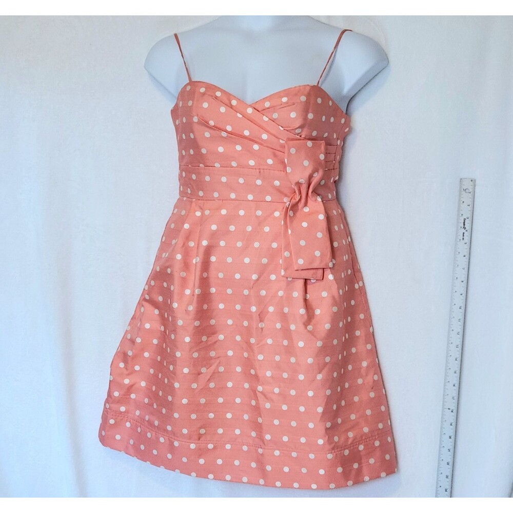 Eliza J Women's 6 Pink Polka Dot Taffeta Formal Cocktail Dress Removable Straps